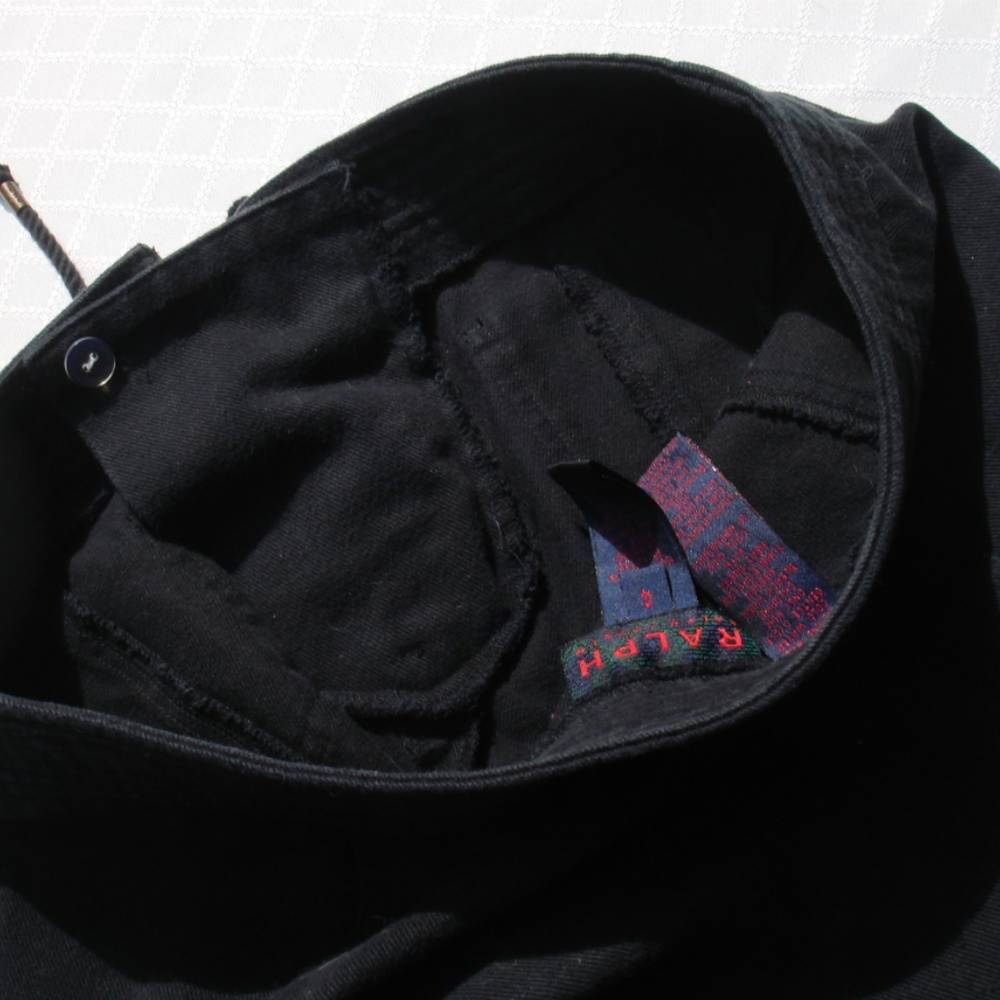 Polo Ralph Lauren Black Denim Boho Mini Skirt Fringe Hem Black Jeans Skirt 4 - Picture 9 of 13